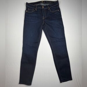 7 For All Mankind Cropped Skinny Jeans Size 28 Dark Wash